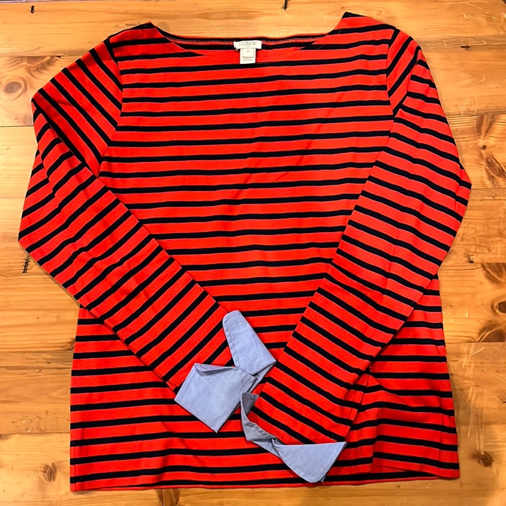 J. Crew Factory Red and Blue Long Sleeved Tee